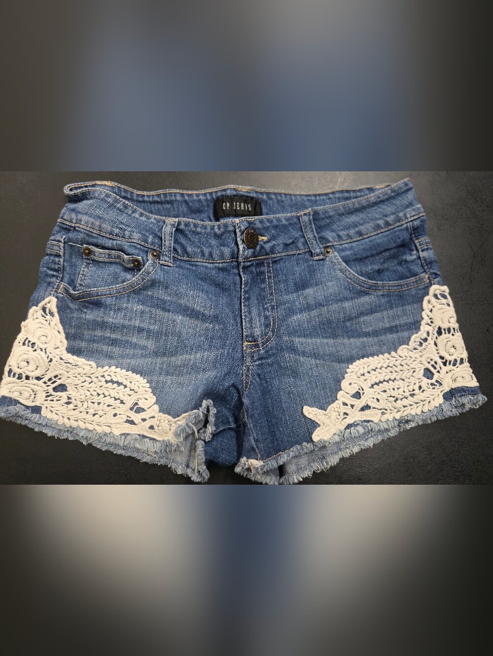 Women’s Blue Denim Shorts with Crochet Trim